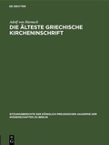 Cover: Die &auml;lteste griechische Kircheninschrift - De Gruyter