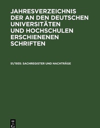 Abbildung von: Sachregister und Nachträge - De Gruyter