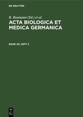 Cover: Acta Biologica et Medica Germanica. Band 20, Heft 2 - De Gruyter