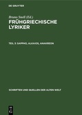 Cover: Sappho, Alkaios, Anakreon - De Gruyter