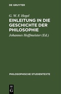 Cover: Einleitung in die Geschichte der Philosophie - De Gruyter