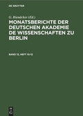 Cover: Monatsberichte der Deutschen Akademie de Wissenschaften zu Berlin. Band 13, Heft 10-12 - De Gruyter