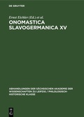 Cover: Onomastica Slavogermanica. XV. - De Gruyter