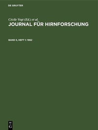 Abbildung von: Journal für Hirnforschung. Band 5, Heft 1 - De Gruyter