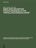 Cover: &Uuml;ber eine neuartige Strahlungsquelle die "Metallhochdrucklampe" - De Gruyter