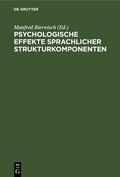 Cover: Psychologische Effekte sprachlicher Strukturkomponenten - De Gruyter