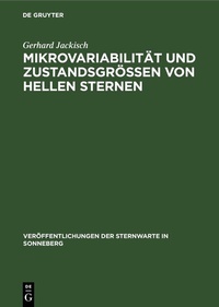 Abbildung von: Mikrovariabilität und Zustandsgrößen von hellen Sternen - De Gruyter