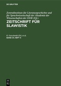 Cover: Zeitschrift f&uuml;r Slawistik. Band 37, Heft 4 - De Gruyter