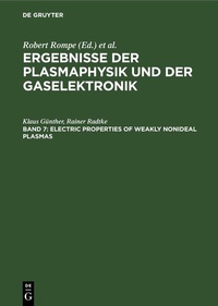 Abbildung von: Electric Properties of Weakly Nonideal Plasmas - De Gruyter