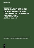 Cover: Dualit&auml;tstheorie in der nichtlinearen Optimierung und ihre Anwendung - De Gruyter