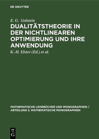 Abbildung von: Dualitätstheorie in der nichtlinearen Optimierung und ihre Anwendung - De Gruyter