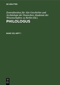 Abbildung von: Philologus. Band 123, Heft 1 - De Gruyter