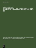 Cover: Onomastica Slavogermanica. III. - De Gruyter