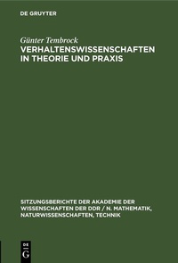 Abbildung von: Verhaltenswissenschaften in Theorie und Praxis - De Gruyter