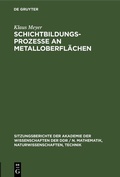 Cover: Schichtbildungsprozesse an Metalloberfl&auml;chen - De Gruyter