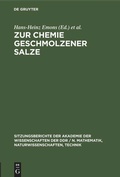 Cover: Zur Chemie geschmolzener Salze - De Gruyter