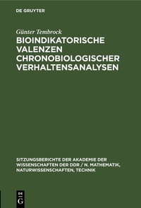 Abbildung von: Bioindikatorische Valenzen chronobiologischer Verhaltensanalysen - De Gruyter
