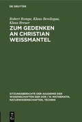 Cover: Zum Gedenken an Christian Wei&szlig;mantel - De Gruyter