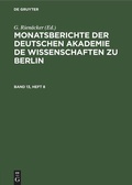 Cover: Monatsberichte der Deutschen Akademie de Wissenschaften zu Berlin. Band 13, Heft 8 - De Gruyter