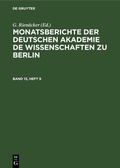 Cover: Monatsberichte der Deutschen Akademie de Wissenschaften zu Berlin. Band 13, Heft 9 - De Gruyter
