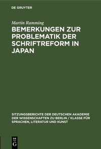 Abbildung von: Bemerkungen zur Problematik der Schriftreform in Japan - De Gruyter