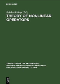 Enlarge image Cover: Theory of Nonlinear Operators - De Gruyter