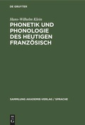 Cover: Phonetik und Phonologie des heutigen Franz&ouml;sisch - De Gruyter
