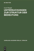 Cover: Untersuchungen zur Struktur der Bedeutung - De Gruyter