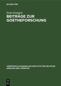 Cover: Beitr&auml;ge zur Goetheforschung - De Gruyter
