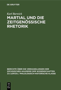 Abbildung von: Martial und die Zeitgenössische Rhetorik - De Gruyter