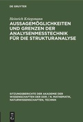 Cover: Aussagem&ouml;glichkeiten und Grenzen der Analysenme&szlig;technik f&uuml;r die Strukturanalyse - De Gruyter