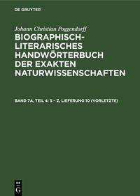 Abbildung von: S - Z, Lieferung 10 (vorletzte) - De Gruyter