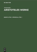 Cover: Opuscula, Teil 1 - De Gruyter