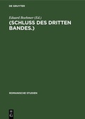 Cover: (Schluss des dritten Bandes.) - De Gruyter