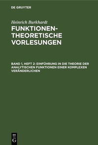 Abbildung von: Einführung in die Theorie der analytischen Funktionen einer komplexen Veränderlichen - De Gruyter