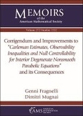 Cover: Corrigendum and Improvements to ""Carleman Estimates, Observability Inequalities and Null Controllability for Interior Degenerate Nonsmooth Parabolic Equations'' and Its Consequences - American Mathematical Society