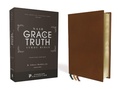Cover: NASB, The Grace and Truth Study Bible, Premium Goatskin Leather, Brown, Premier Collection, Black Letter, 1995 Text, Art Gilded Edges, Comfort Print - Zondervan