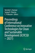 Cover: Proceedings of International Conference on Innovative Technologies for Clean and Sustainable Development (ICITCSD - 2021) - Springer