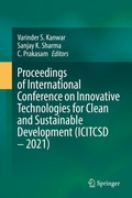 Cover: Proceedings of International Conference on Innovative Technologies for Clean and Sustainable Development (ICITCSD - 2021) - Springer