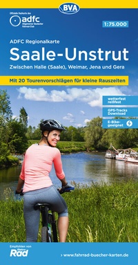 Abbildung von: ADFC-Regionalkarte Saale-Unstrut, 1:75.000, mit Tagestourenvorschlägen, reiß- und wetterfest, E-Bike-geeignet, GPS-Tracks Download - BVA BikeMedia