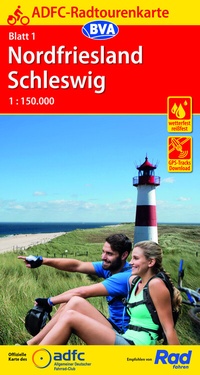 Abbildung von: ADFC-Radtourenkarte 1 Nordfriesland /Schleswig 1:150.000, reiß- und wetterfest, E-Bike geeignet, GPS-Tracks Download - BVA BikeMedia