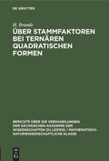 Cover: &Uuml;ber Stammfaktoren bei tern&auml;ren quadratischen Formen - De Gruyter