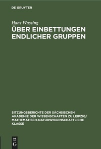 Abbildung von: UEber Einbettungen Endlicher Gruppen - Mercury Learning and Information