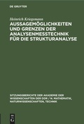 Cover: Aussagemoeglichkeiten Und Grenzen Der Analysenmesstechnik Fuer Die Strukturanalyse - Mercury Learning and Information