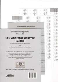 Abbildung von: DürckheimRegister® BGB - 111 WICHTIGE §§ im BGB - Dürckheim Verlag