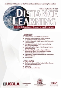 Enlarge image Cover: Distance Learning Vol 18 Issue 3 - Information Age Publishing
