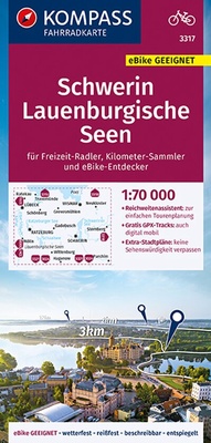 Abbildung von: KOMPASS Fahrradkarte 3317 Schwerin, Lauenburgische Seen 1:70.000 - KOMPASS-Karten