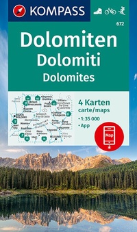 Abbildung von: KOMPASS Wanderkarten-Set 672 Dolomiten, Dolomites, Dolomiti (4 Karten) 1:35.000 - KOMPASS-Karten