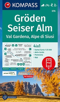 Abbildung von: KOMPASS Wanderkarte 076 Gröden, Seiser Alm, Val Gardena, Alpe di Siusi 1:25.000 - KOMPASS-Karten