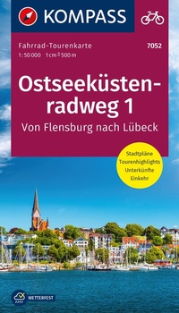 Abbildung von: KOMPASS Fahrrad-Tourenkarte Ostseeküstenradweg 1, von Flensburg nach Lübeck 1:50.000 - KOMPASS-Karten